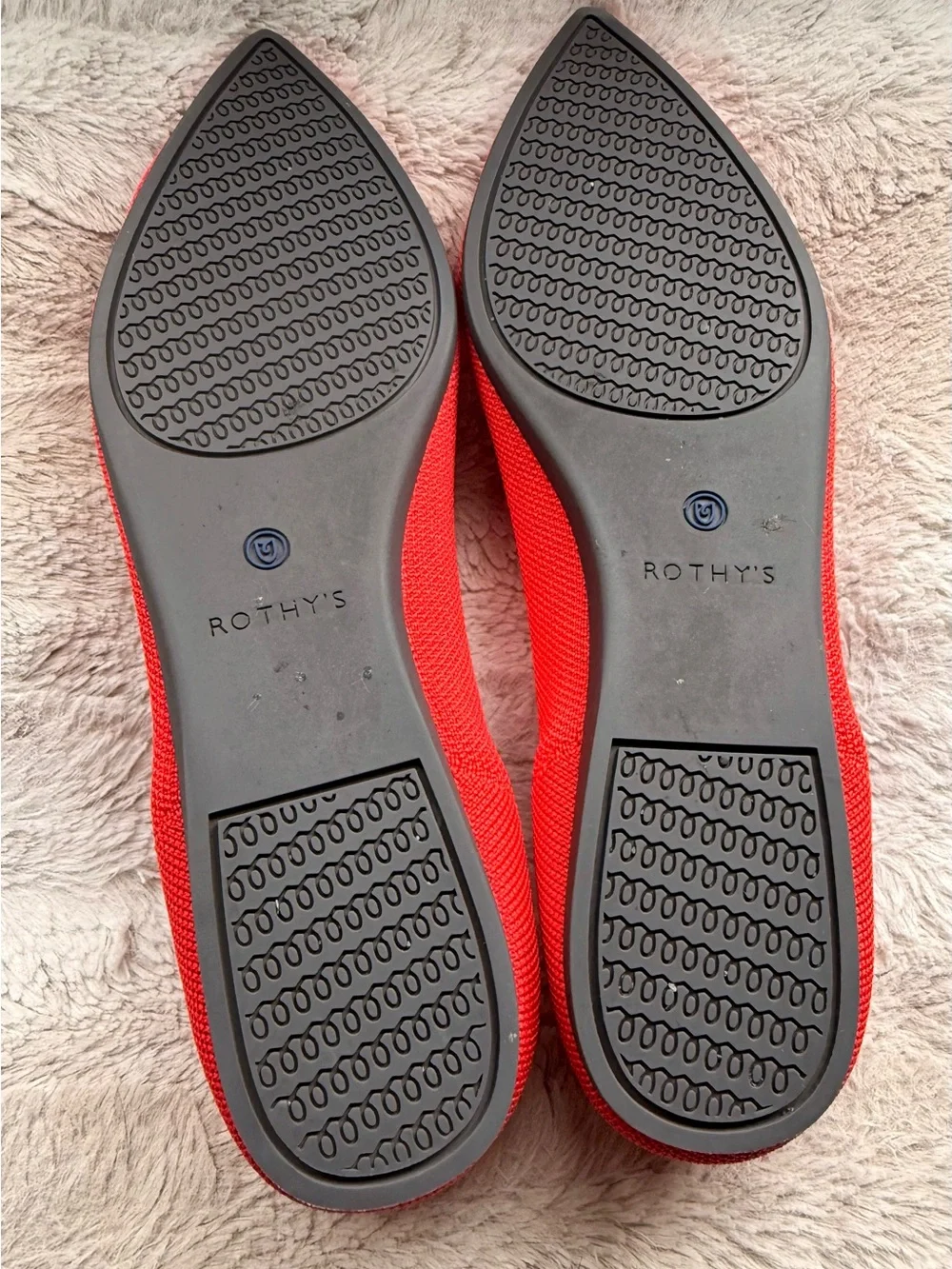 Rothy's Red Pointed-Toe Knit Flats size 10.5